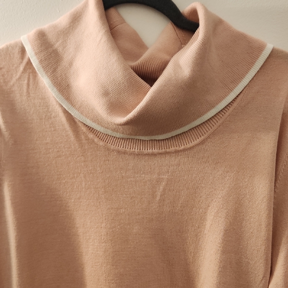 Calvin Klein Pink Cowl Turtleneck Sweater Lightweight Knit